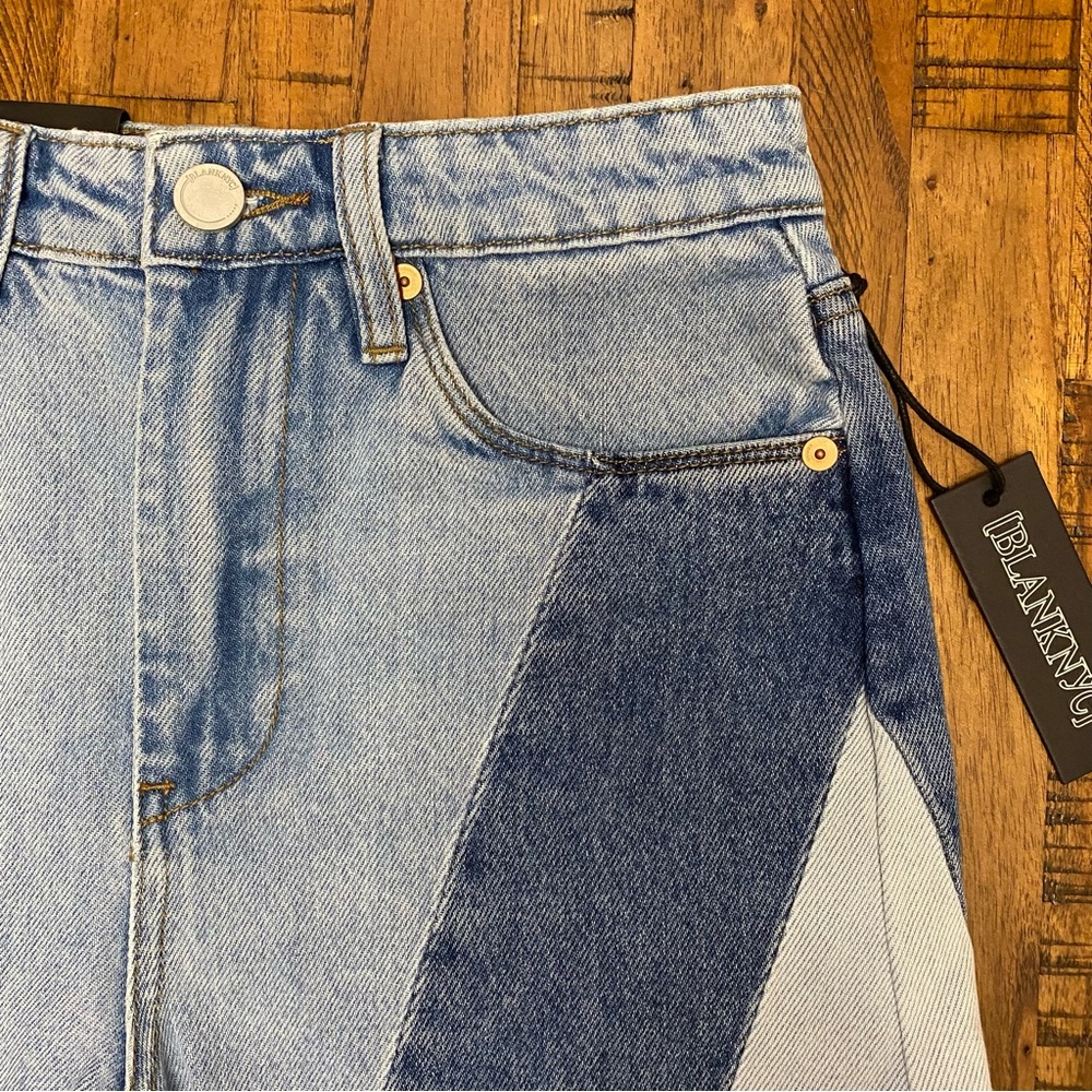 Blank NYC The Reeve High-Rise Ribcage Patchwork Denim Shorts - Picture 3 of 15